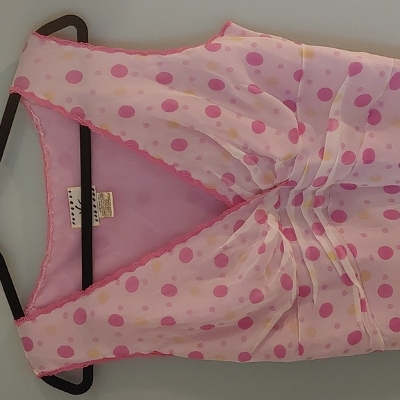 Vintage 100% Silk Dress Size 14 Polka Dot Pink - Picture 4 of 16
